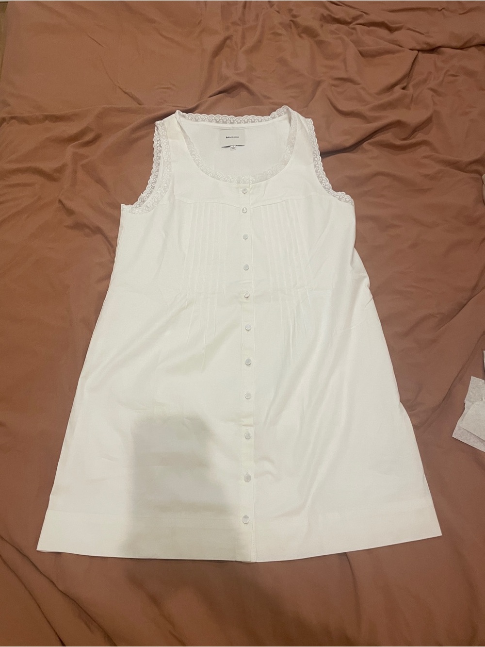 Reformation White Sleeveless Button-Front Mini Dress - Picture 3 of 6